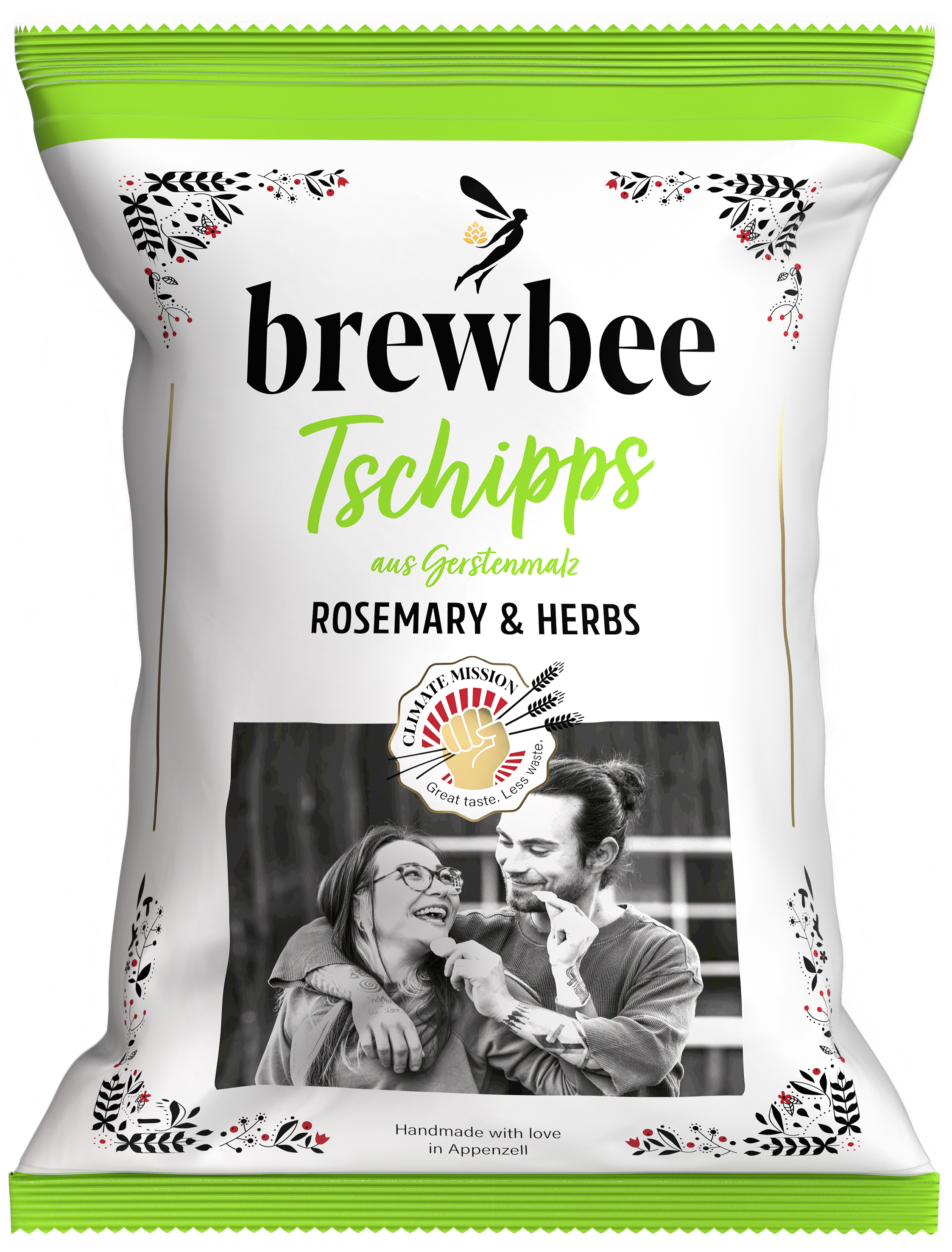 Tschipps Rosemary & Herbs 30g Croustillant et riche en fibres alimentaires naturelles. Drêche fraîche provenant de la salle de brassage - levure riche en vitamines de la cave de fermentation. La base durable pour une collation fine et croustillante.