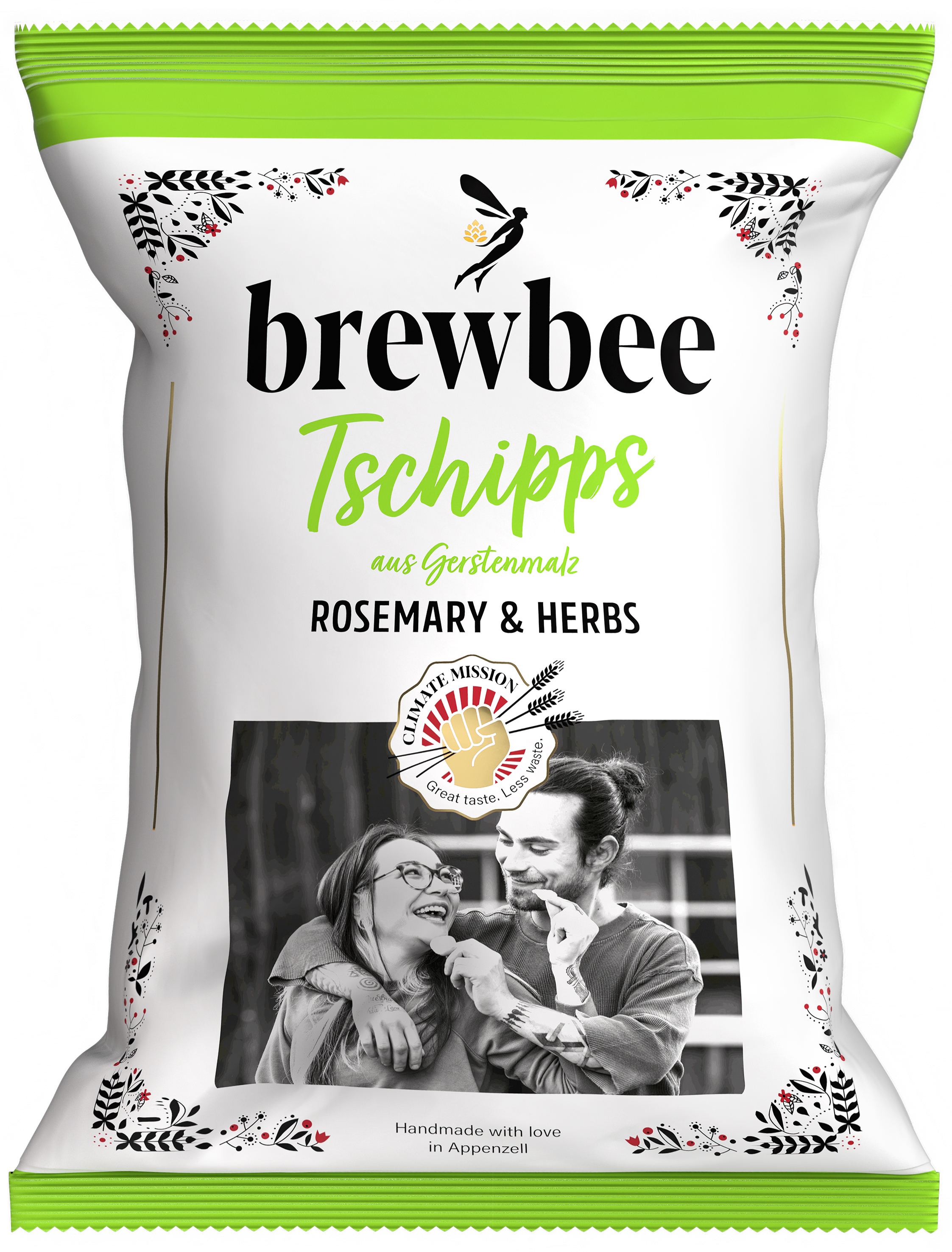 Tschipps Rosemary & Herbs 150g Croustillant et riche en fibres alimentaires naturelles. Drêche fraîche provenant de la salle de brassage - levure riche en vitamines de la cave de fermentation. La base durable pour une collation fine et croustillante.