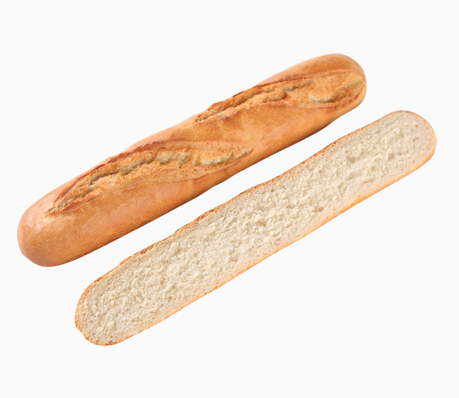 Baguettine 55 DEMI-BAGUETTES BLANCHES PRECUITES SURGELEES2 coups de lame.