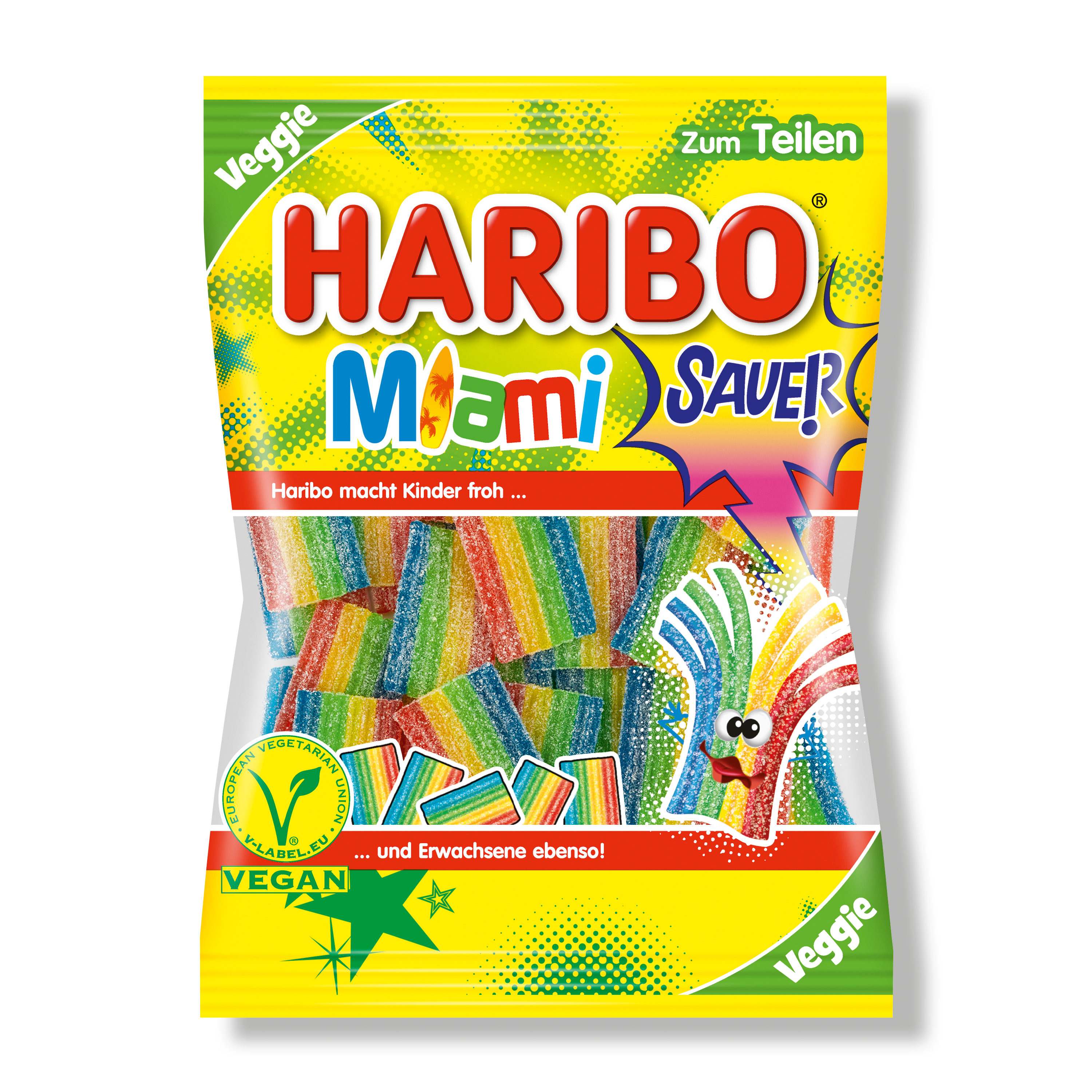 Haribo Miami sauer vegan Beutel 175 Haribo macht Kinder froh und Erwachsenen ebenso.