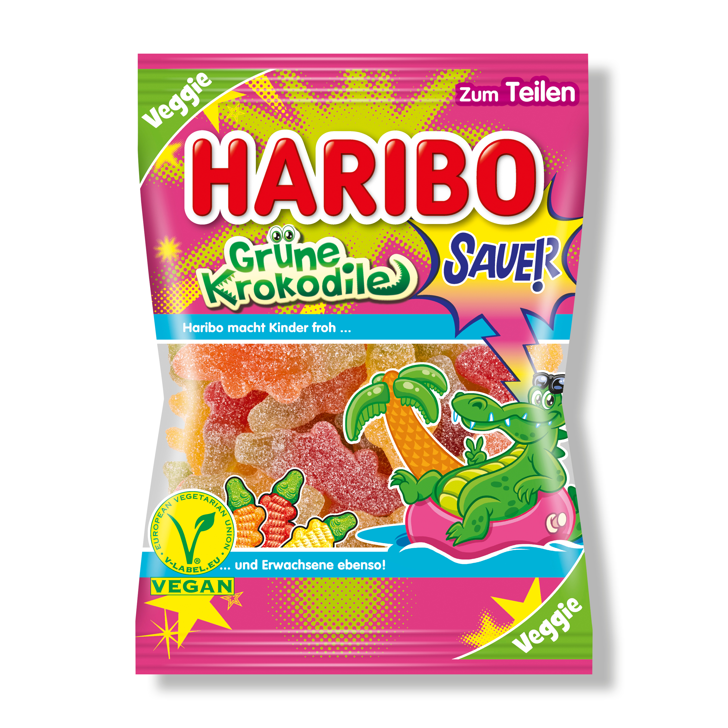 Haribo Grüne Krokodile Vegan 200g Haribo macht Kinder froh und Erwachsene ebenso.