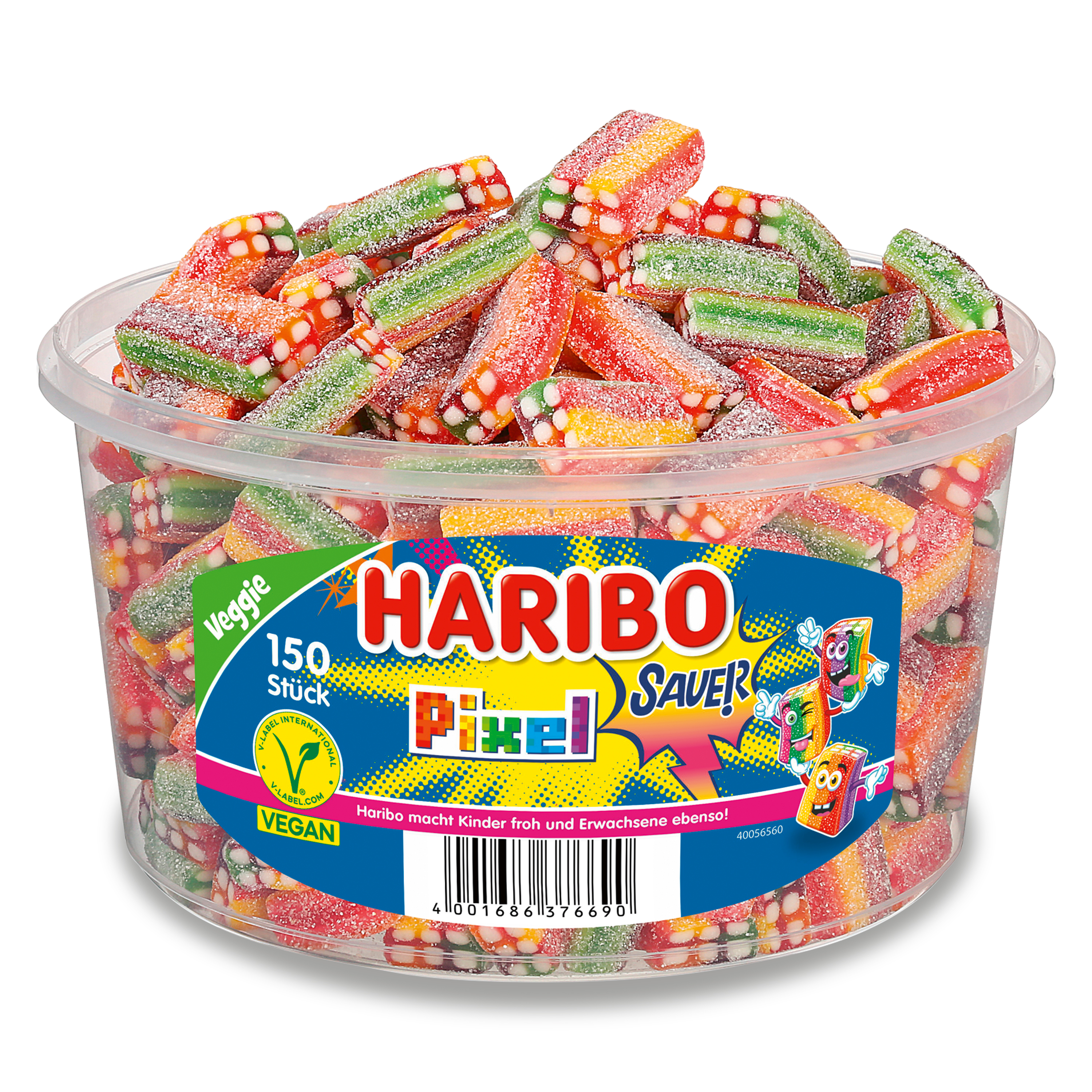 Haribo Rainbow Pixel sauer 150 Stk. Haribo macht Kinder froh und Erwachsene ebenso.