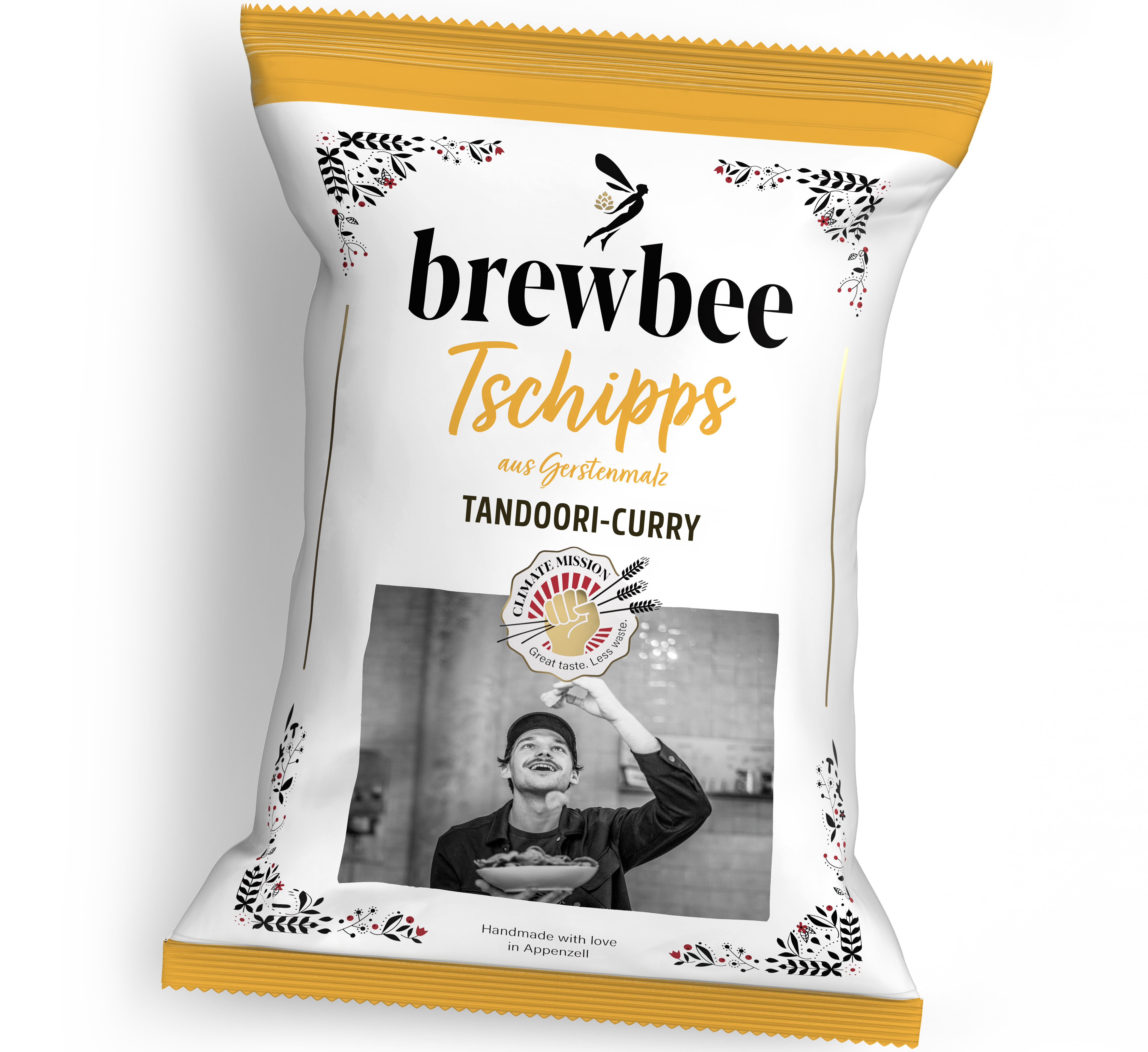 Tschipps Tandoori 150g Croustillant et riche en fibres alimentaires naturelles. Drêche fraîche provenant de la salle de brassage - levure riche en vitamines de la cave de fermentation. La base durable pour une collation fine et croustillante.