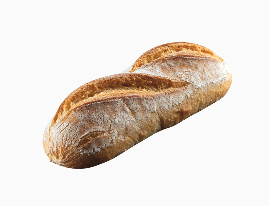 Ciabattina semola Idéal pour faire de délicieux sandwiches aux saveurs de l'Italie.Couleur dorée. 
90 ciabattas à la semoule de blé dur, 100 grammes, précuites, surgelées, à marque Panitaly. 2 coups de lame farinées