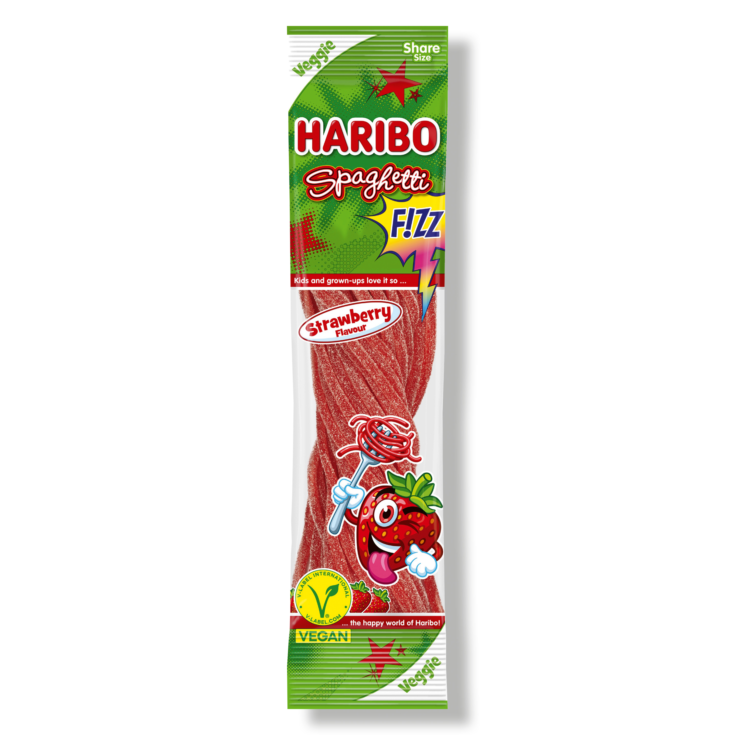 Haribo Spaghetti Erdb. veg Btl.200g Haribo, c'est beau la vie, pour les grands et les petits.